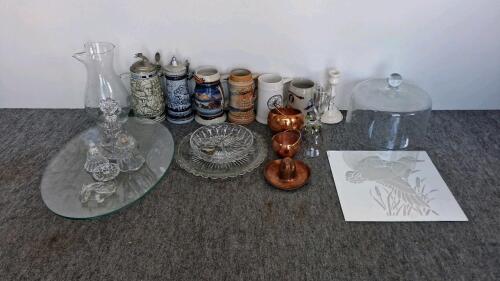 Large Lot of Vintage Collectibles, Disney Figurines, Steins, Copper and More
