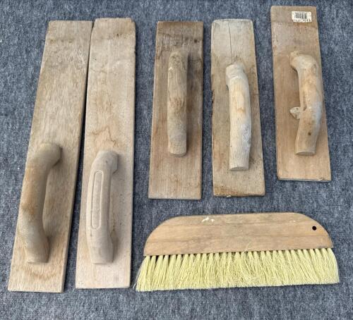 Mixed Hand Tools & Hardware Lot: Concrete Floats, Pneumatic Wheel, Caulk Gun, Screws, Bulbs - 2