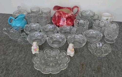 Vintage EAPG "Daisy & Button" Glassware Collection &ndash; 25+ Pieces Set with Tumblers, Bowls, Pitchers