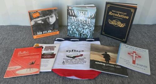 Mixed Lot: 7 Music, Film, History, Religion Books & 2006 'Fifties Fever' Tote Bag