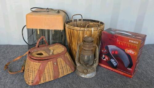 Charmglow RID-O-RAY Electric Bug Zapper, Old Lantern, 1 Fishing Basket, 1 Waste Basket, HoMedics Neck & Shoulder Massager