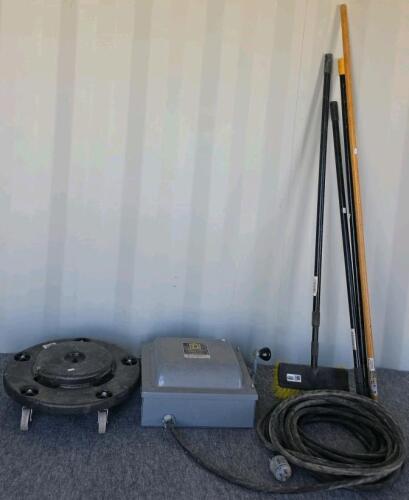 Square D Double Throw 60A 240V Safety Switch, w/Cable, Trash Can Dolly, Push Broom and More