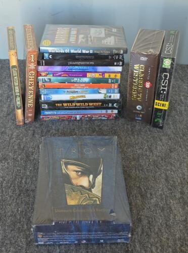 DVD & PC Game Lot: Classic TV Westerns, CSI, Troy Ultimate, Animation, RollerCoaster Tycoon