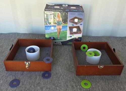 Win Sports Giant Wooden Yard Dice Set, Washer Toss Game with Cases & Starrett 200' Fiberglass Tape - 3