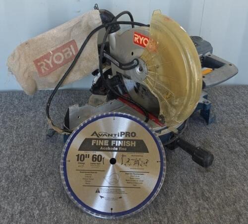 Ryobi 10" Compound Miter Saw, 15A Motor, AvantiPRO 60T Blade, Dust Bag, Extra Blade