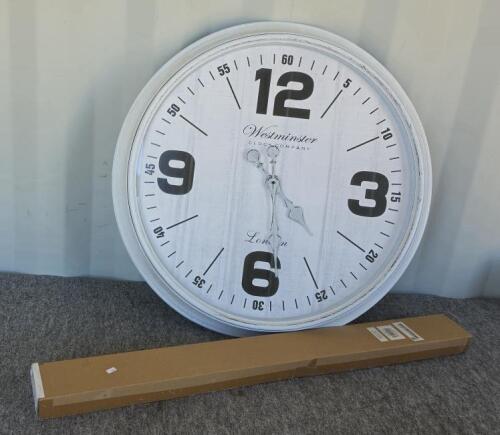 Westminster Clock Company 30" Wall Clock and Gray Blackout Pleated Window Blind