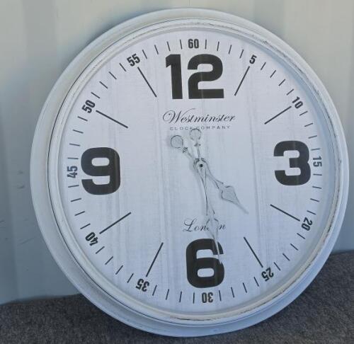 Westminster Clock Company 30" Wall Clock and Gray Blackout Pleated Window Blind - 3