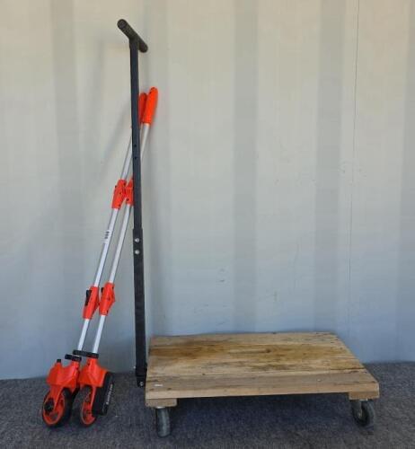 Industrial Wood Platform Dolly & Lufkin PS18M Measuring Wheel, Foldable Handle