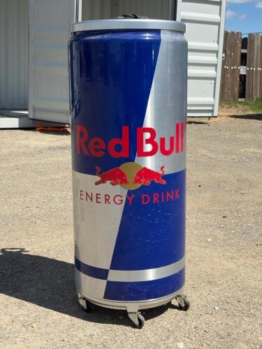 Red Bull Barrel Can Cooler, 41"x21", 115V, Caster Wheels, HMINGS87 Serial, Rotating Dividers