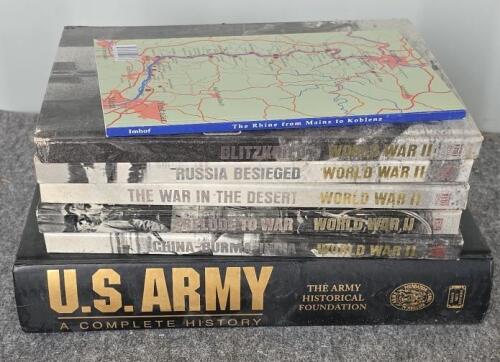 History & Military Book Lot: WWII, Korea, Vietnam, U.S. Army, Photojournalism, ~22 Volumes & Small Table Lamp - 4