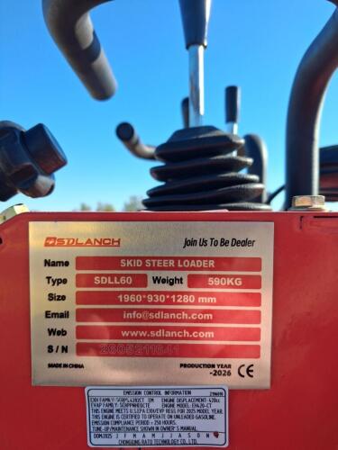 NEW - SDLANCH SDLL60 Mini Skid Steer Loader, 15 HP RATO Engine, 440 lb ROC, 36" Width - 12