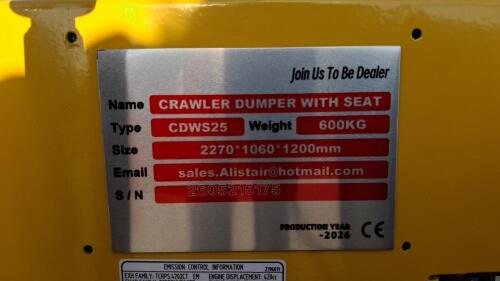 NEW - 2026 SDLANCH CDWS25 Crawler Dumper with Seat,13 HP RATO Engine - 12
