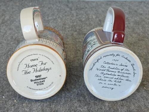 Budweiser & Coors Collector Holiday Beer Steins, Clydesdales Series, 1989&ndash;1997, Lot of 9, Ceramarte - 3