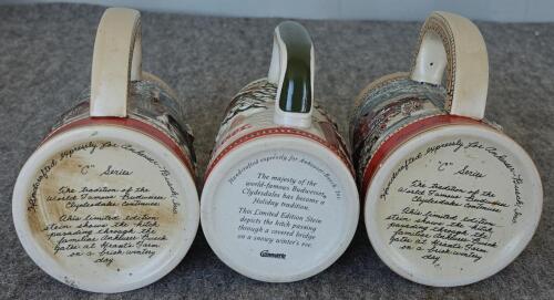Budweiser & Coors Collector Holiday Beer Steins, Clydesdales Series, 1989&ndash;1997, Lot of 9, Ceramarte - 5