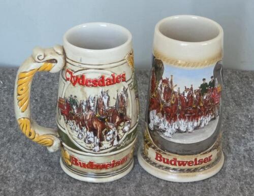 Budweiser & Coors Collector Holiday Beer Steins, Clydesdales Series, 1989&ndash;1997, Lot of 9, Ceramarte - 6