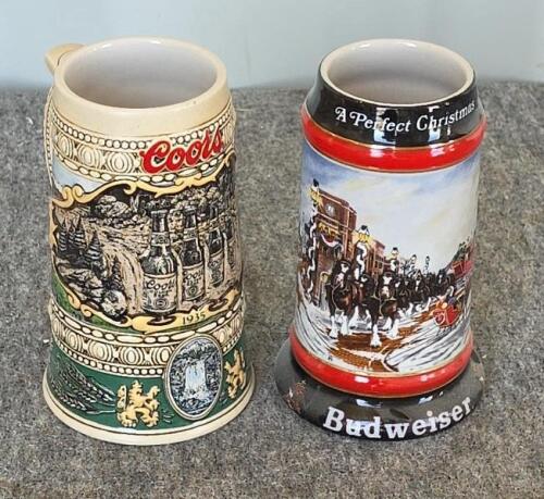 Budweiser & Coors Collector Holiday Beer Steins, Clydesdales Series, 1989&ndash;1997, Lot of 9, Ceramarte - 7