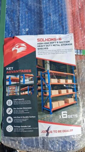 SDLHDMS-6 Heavy Duty Metal Shelving System, 40 ft. Overall Length, 6 Sections