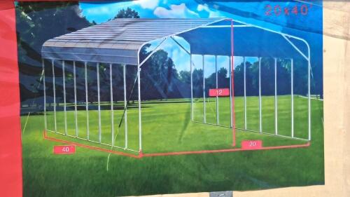 20'x40' All-Steel Metal Carport, NEW IN BOX - 12' Height, Heavy Gauge Frame, CE Certified - 2