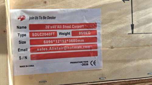 20'x40' All-Steel Metal Carport, NEW IN BOX - 12' Height, Heavy Gauge Frame, CE Certified - 5