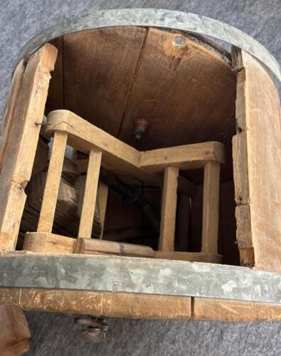 Antique Wooden Butter Churn, Covered Wagon Night Light, Pepsi Crate and 2 'Farmers Market' Crates, Spanish Frigate Ship Model 1780, Wooden Tall Ship Replica - 3
