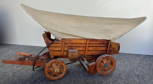 Antique Wooden Butter Churn, Covered Wagon Night Light, Pepsi Crate and 2 'Farmers Market' Crates, Spanish Frigate Ship Model 1780, Wooden Tall Ship Replica - 7