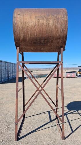 350 Gallon Elevated Steel Water Storage Tank with Stand &ndash; Heavy Duty Outdoor Horizontal Tank