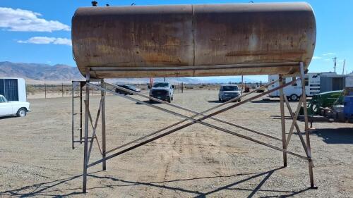 1,000 Gallon Steel Elevated Water Tank, Horizontal Cylindrical with Stand