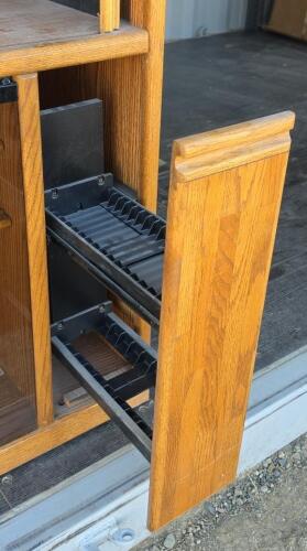 Traditional Oak Entertainment Center with Glass Cabinets and Internal Lighting - 3