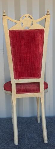 Set of 4 Louis XVI Style Dining Chairs with Red Upholstery and Carved Details - 3
