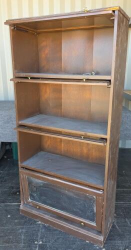 4-Section Barrister Bookcase, Glass Lift-Slide Doors, Wood, Brown Finish - 3