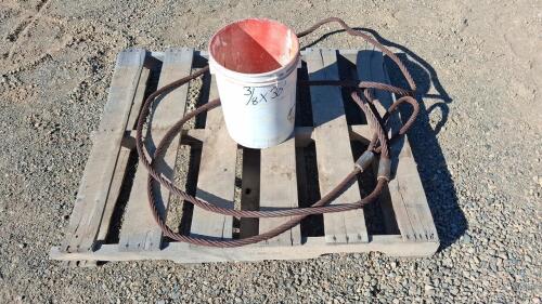 3/4&rdquo; x 20&rsquo; Steel Wire Rope Sling with Grab Hooks & 3/8" x 30 ft. Heavy Chain w/ Hooks