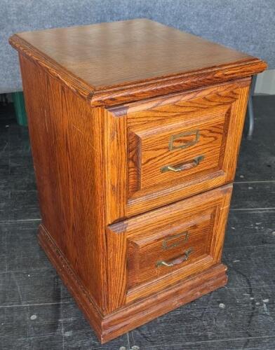 2-Drawer Wooden Filing Cabinet, Oak Finish