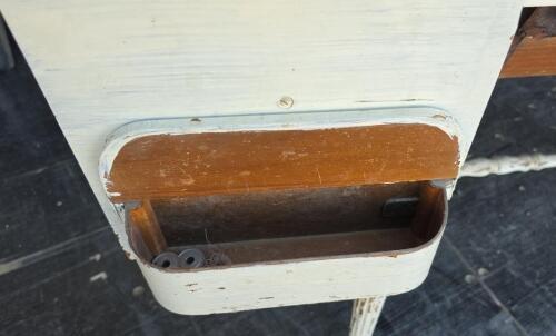 Antique Painted Sewing Machine Cabinet - Ornate Legs, Side Compartments, c.1920s, No Machine - 5