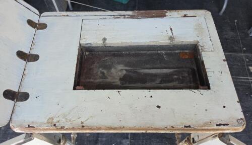 Antique Painted Sewing Machine Cabinet - Ornate Legs, Side Compartments, c.1920s, No Machine - 7