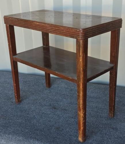 Wooden Side Table with Shelf, Magazine End Table and Vinyl Sliding Window - 5