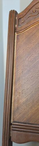 Antique Jacobean Revival Dining Chairs Set of 5, Carved Wood, Chevron Back, 1930s, Needs Repair - 3