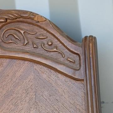 Antique Jacobean Revival Dining Chairs Set of 5, Carved Wood, Chevron Back, 1930s, Needs Repair - 4
