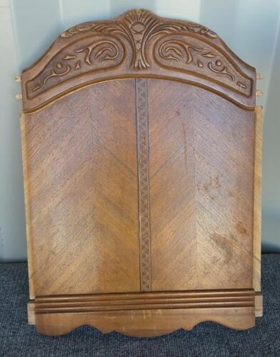 Antique Jacobean Revival Dining Chairs Set of 5, Carved Wood, Chevron Back, 1930s, Needs Repair - 6