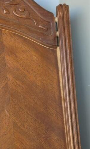 Antique Jacobean Revival Dining Chairs Set of 5, Carved Wood, Chevron Back, 1930s, Needs Repair - 8