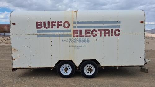 16 ft Enclosed Dual-Axle Cargo Trailer with Shelving and Spare Tire - 8