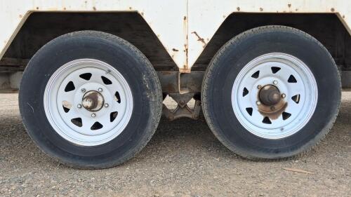 16 ft Enclosed Dual-Axle Cargo Trailer with Shelving and Spare Tire - 16
