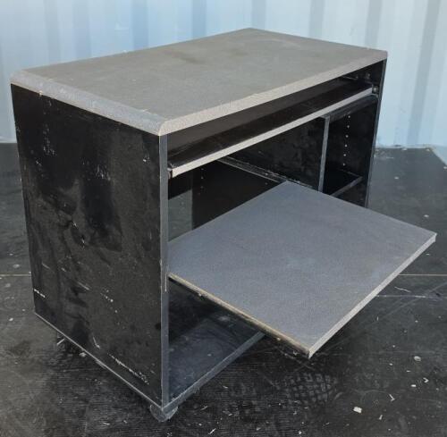 Mobile Rolling Computer Workstation Desk &ndash; 3 Shelves, Keyboard Tray, MDF, Black, - 2