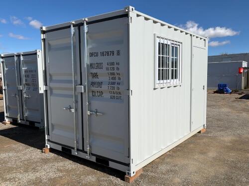 12 ft New Modified Shipping Container &ndash; Side Door, Window w/ Security Bars