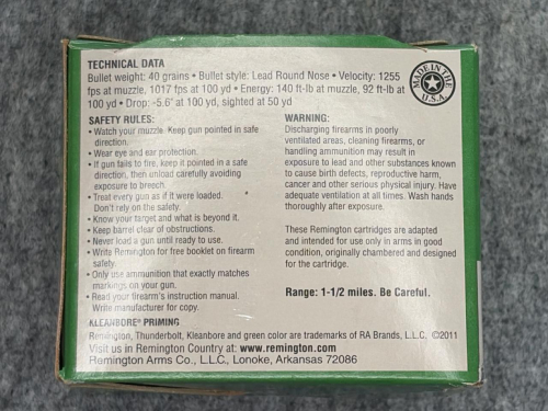 500rds Remington Thunderbolt .22 LR High Velocity Ammunition - 3
