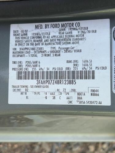2008 Ford Fusion SE Sedan, Automatic, 215k Miles, 2.3L I4 - 21