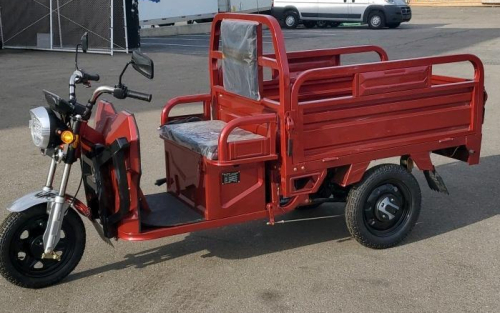 Red Electric Cargo Tricycle Manual Hydraulic Dump Bed, ***Assembly Required***