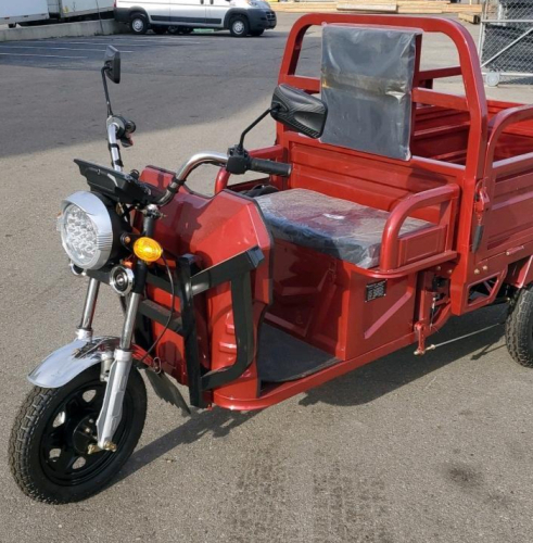 Red Electric Cargo Tricycle Manual Hydraulic Dump Bed, ***Assembly Required*** - 5