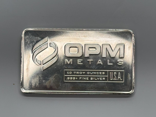 OPM Metals 10 oz .999+ Fine Silver Bar USA