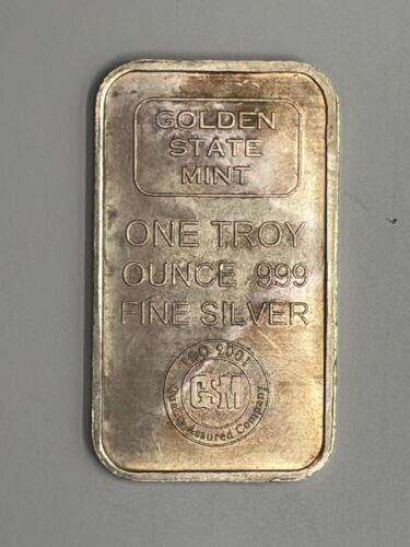 Golden State Mint 1 Troy Ounce Silver Bar .999 Fine ISO 9001