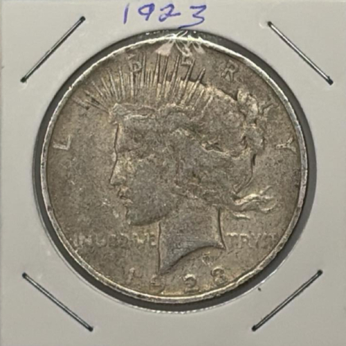 1923 Peace Silver Dollar, $1, 90% Silver, Philadelphia Mint, Circulated